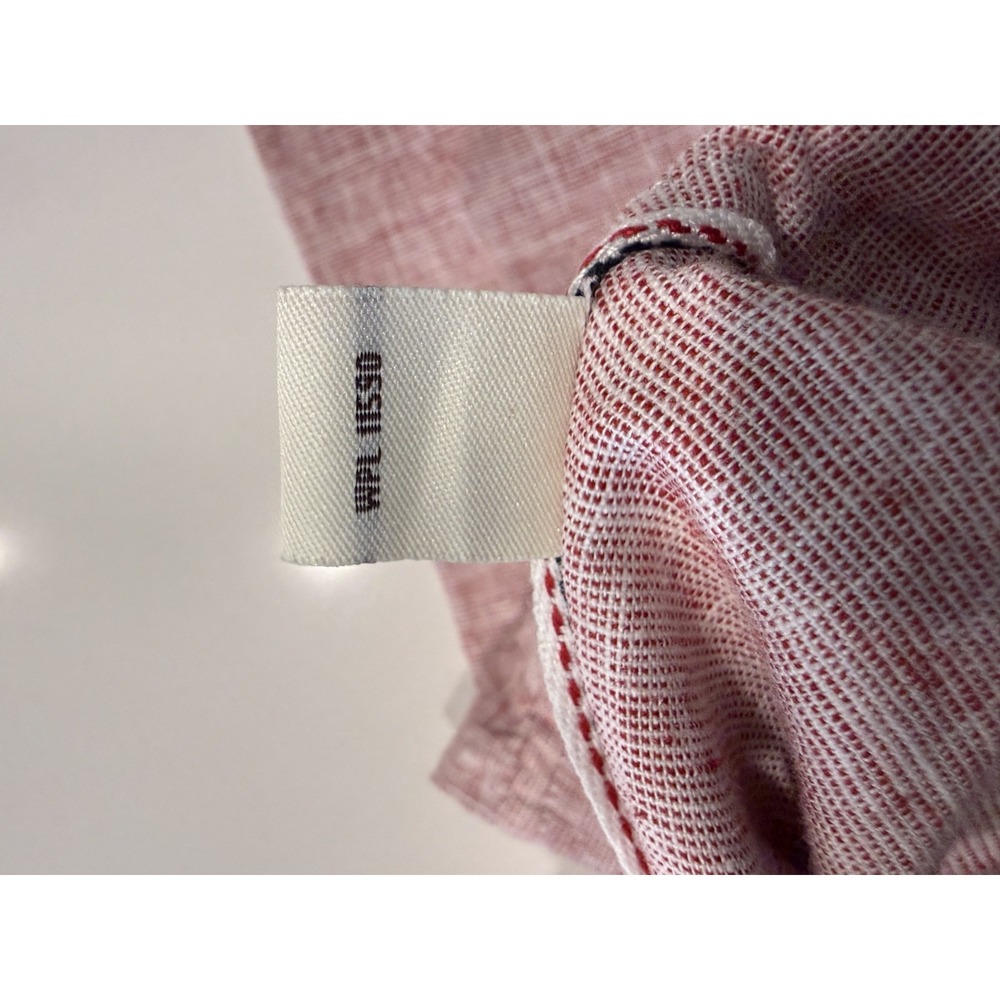 Weatherproof Vintage Men L Red Short Sleeve Button Down Shirt Linen Cotton - Picture 8 of 14